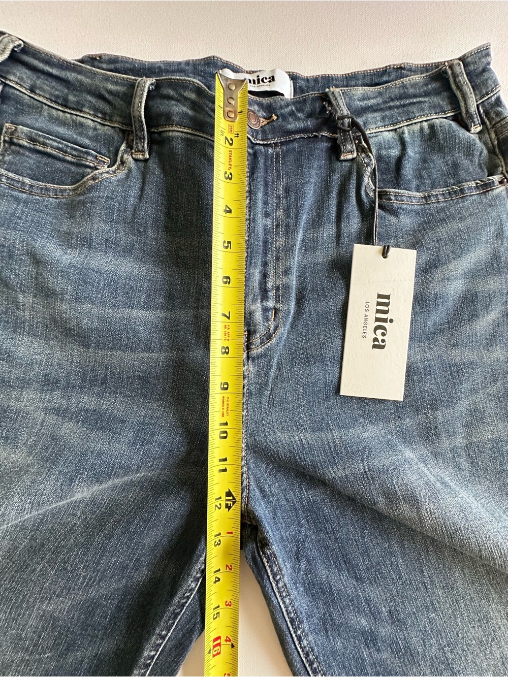 High-Waist Straight Leg Jeans in Washed Dark Blue - Picture 8 of 10